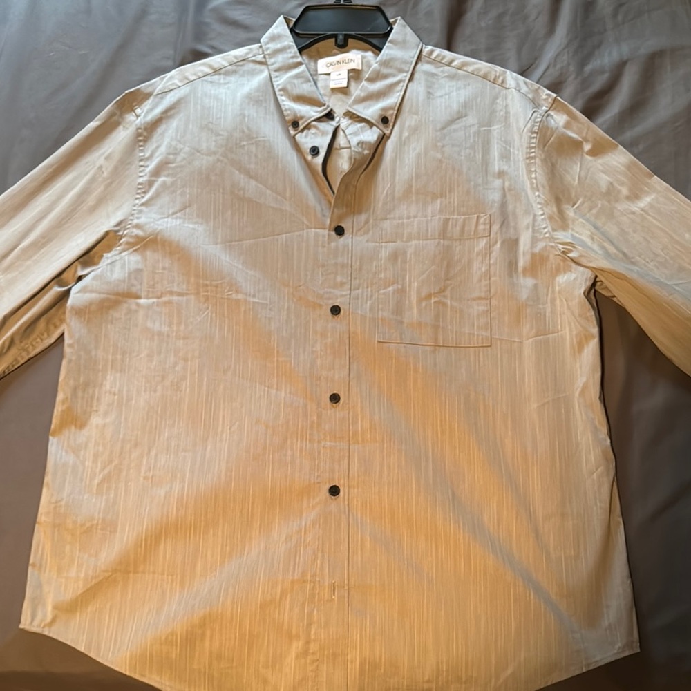 Calvin Klein Gray Casual Button Down Shirt